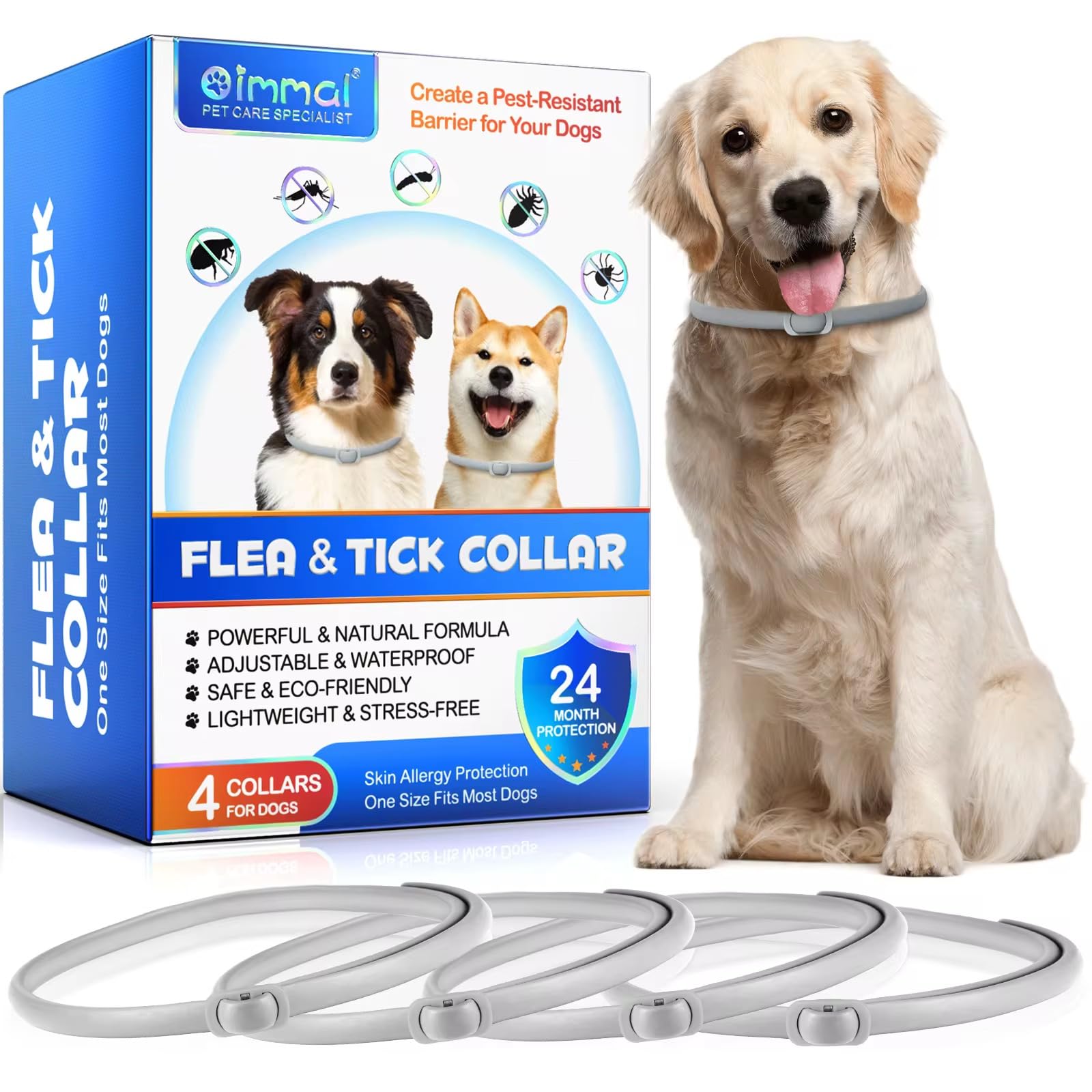 Collar for Dogs, 4 piece, Suitable for Dogs over 7 Weeks,60CM