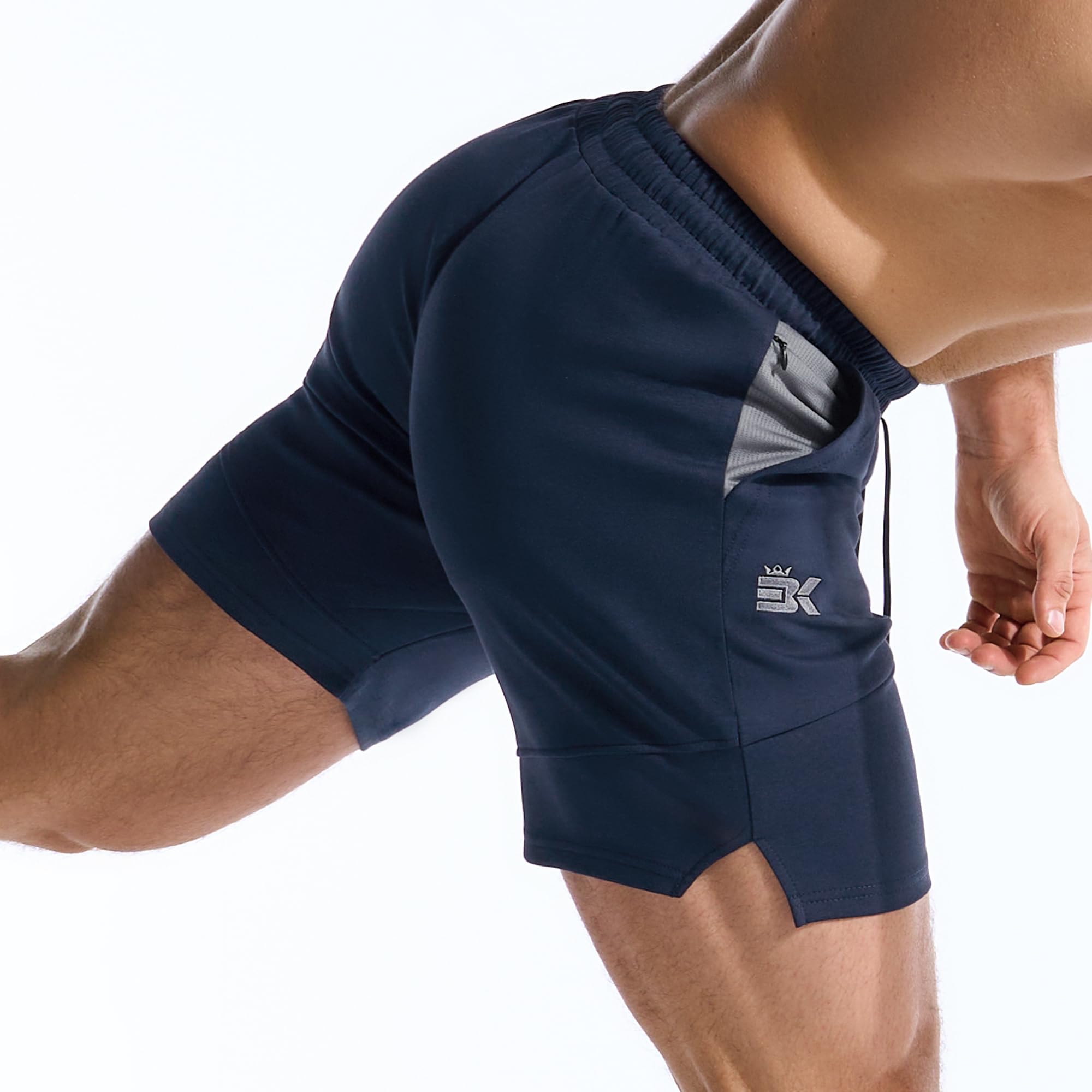 ZENWILL FlotaBols Pantalones Cortos Deporte Cremallera Hombre Pantalón Corto Gym Transpirable,Shorts Elástica Algodón Running — view 8