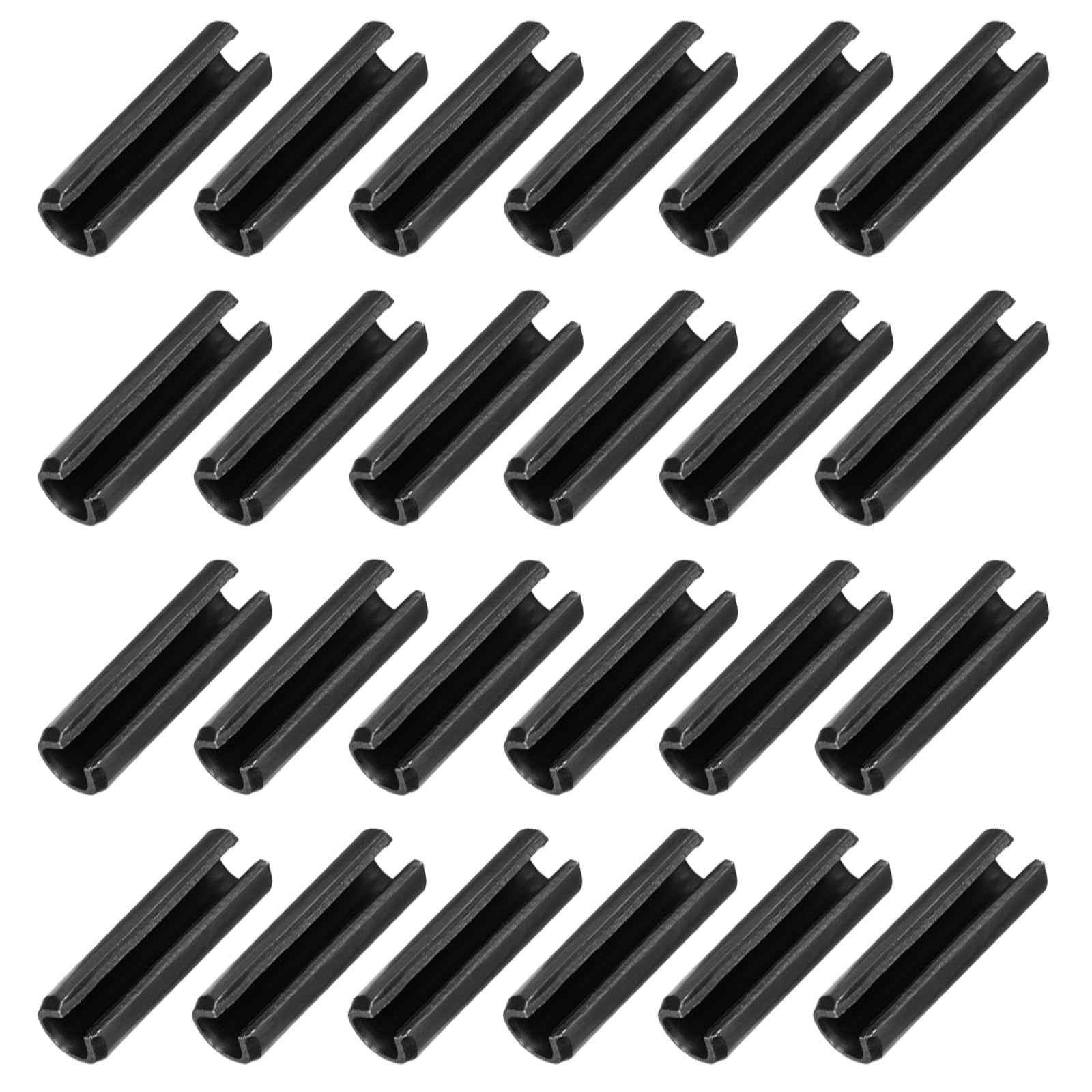 sourcing map 25Pcs Slotted Split Roll Pins 2/5 Inch(10mm) Dia. 1-1/5 Inch(30mm) Length 65Mn Steel Spring Tension Expansion Dowels for Secure Fastening, Black