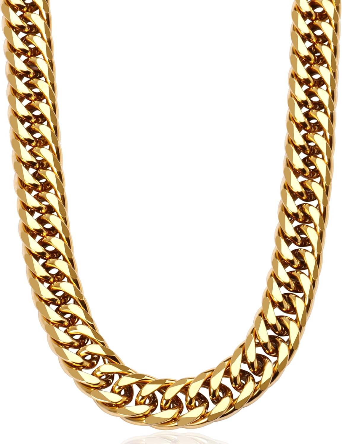 Gold Cuban Link Chain for Women Men, 9mm 18K Gold Plated Chunky Cuban Curb Link Chain Choker Necklace