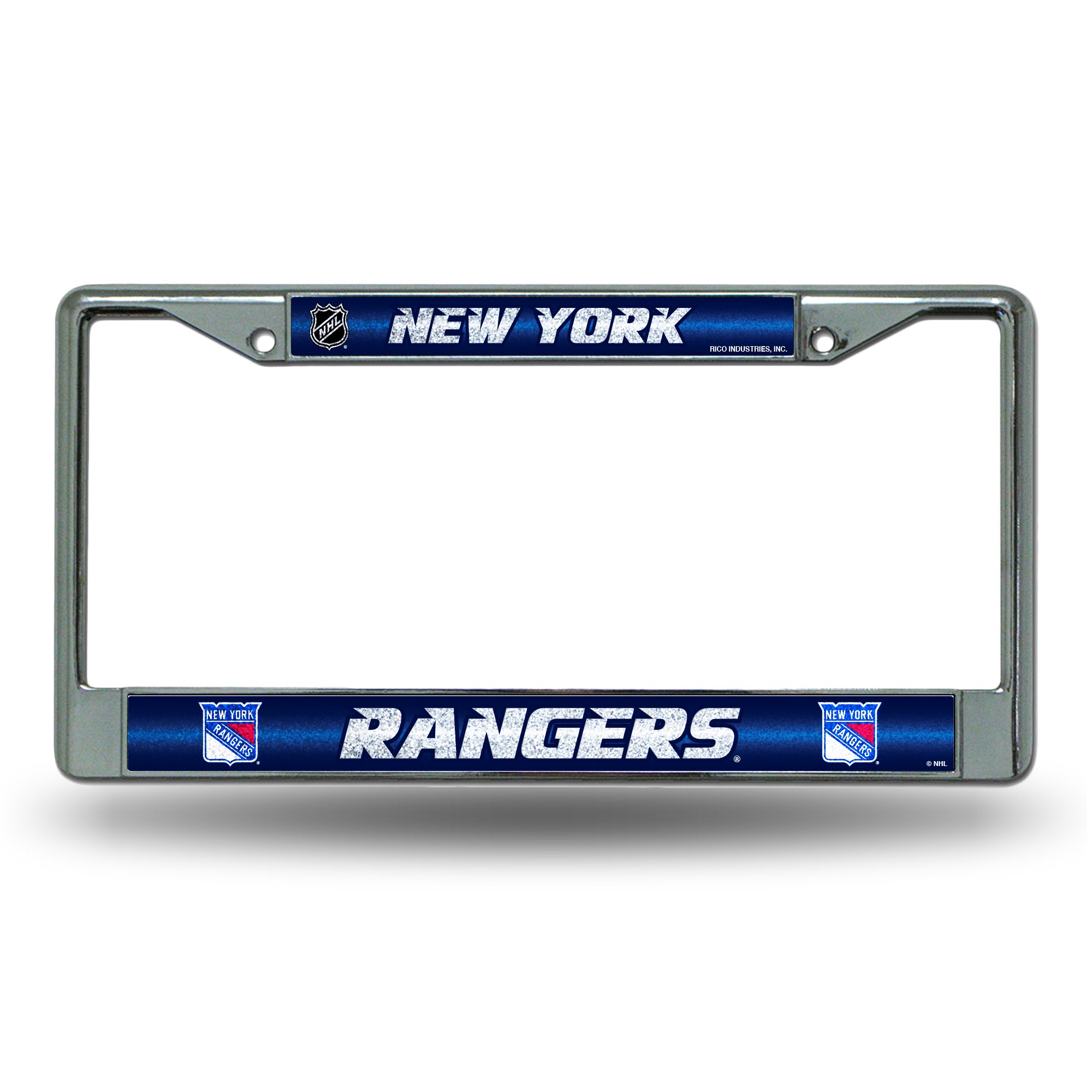 NHL Rico Industries Bling Chrome License Plate Frame with Glitter Accent, New York Rangers