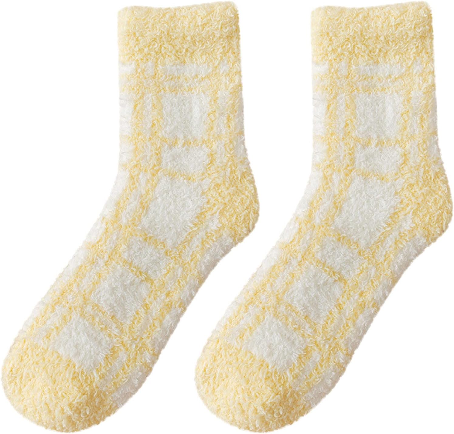 Lolvmvchi Women Plaid Plush Winter Sleeping Socks House Socks Bed Socks Hut Socks Women'S Socks