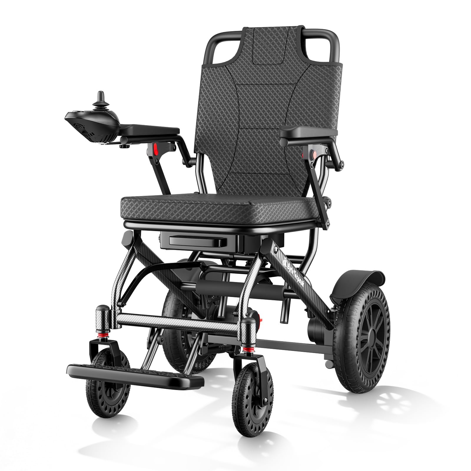 【Versión Mejorada】D14 Silla de Ruedas Eléctrica Plegable para Personas Mayores, Autonomía de 25km, 500W Motor, Cojín de asiento engrosado, Apta para Viajes y Estándares de Embarque (D14-Negro)