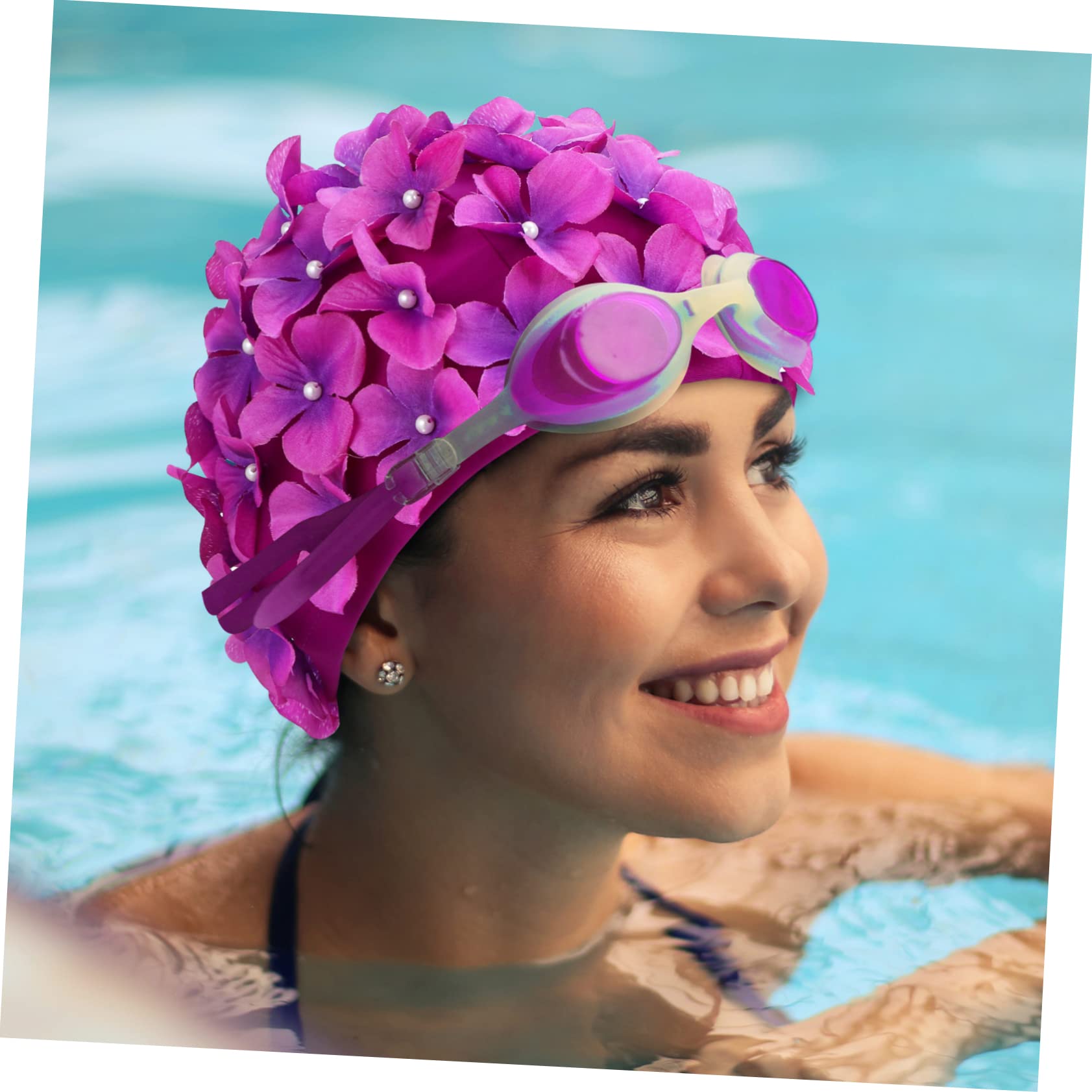 Abaodam 2 Pezzi Cuffie da Nuoto Floreali, Swimming Cap in Nylon Elastiche e Traspiranti, Stile Elegante per Nuoto e Spa, Vestibilità Confortevole