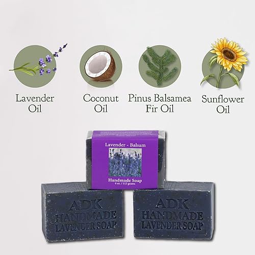 Miniatura 5 de Barra de jabón natural de bálsamo y lavanda de 2 onzas, a base de plantas, hecho con jabón orgánico, jabón vegano para hombres y mujeres, aceites