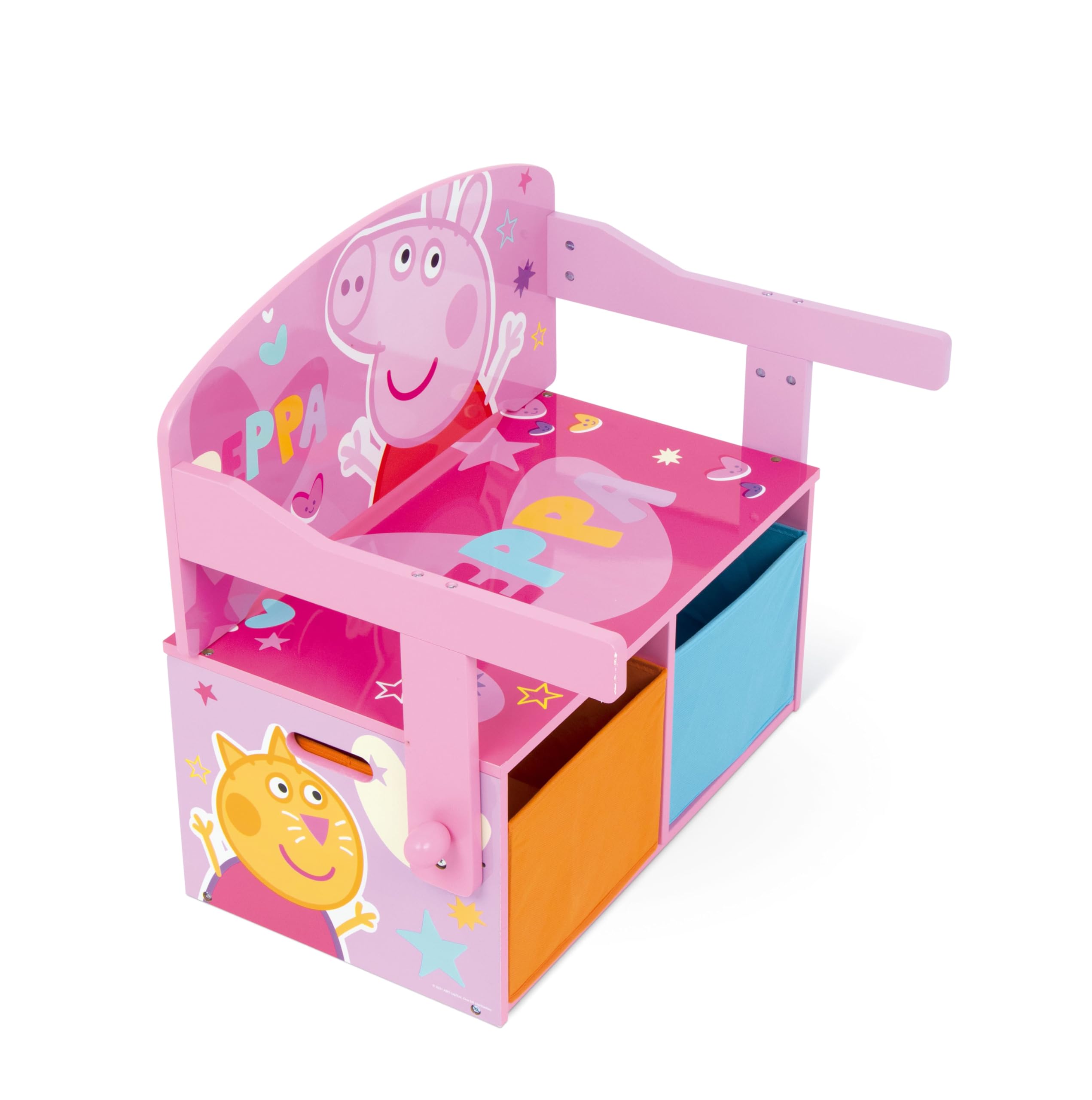 ARDITEX - Banco pupitre Infantil de Madera Convertible en Escritorio con almacenaje Inferior de Peppa Pig - 60x47x56cm - Color Rosa y Azul - Ideal para Dormitorio Infantil