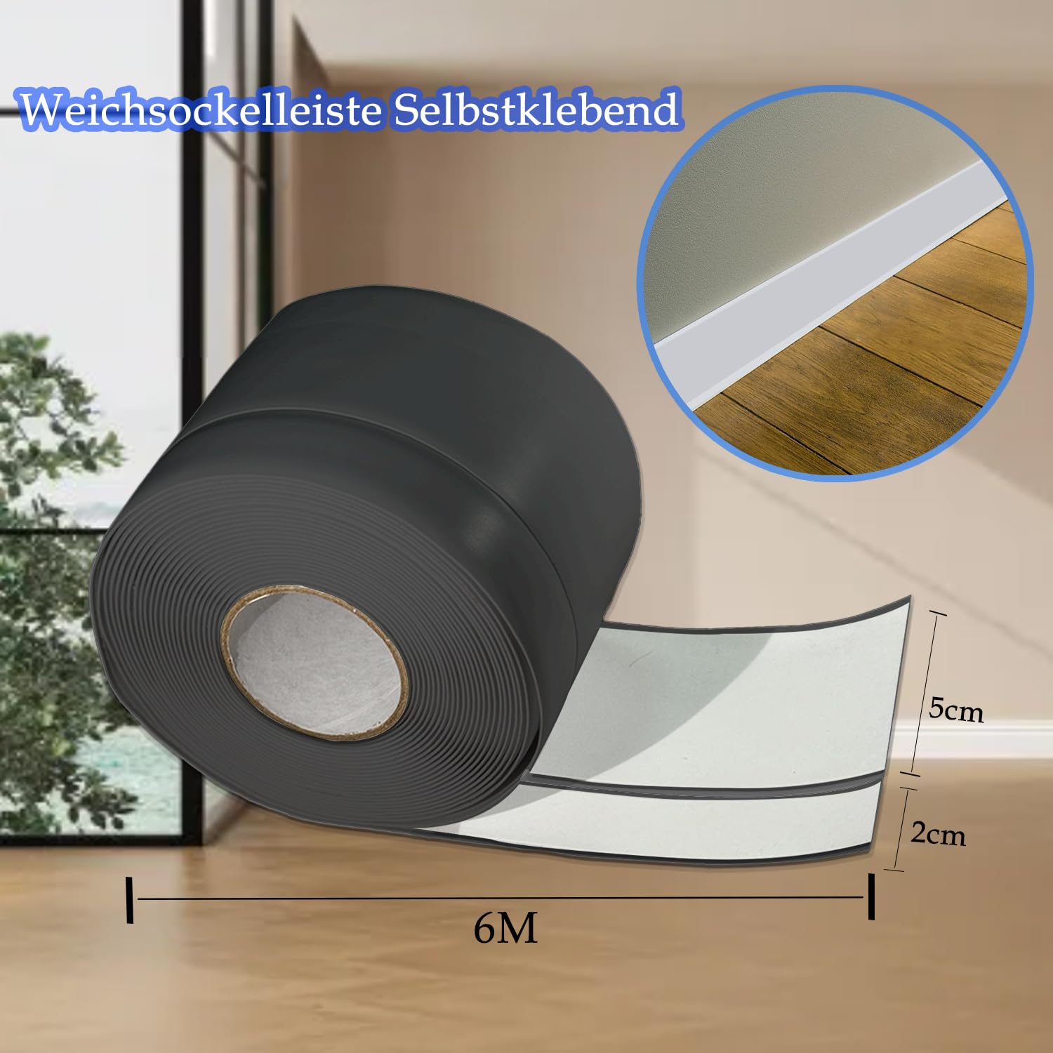 VCANIVR Zachte PVC Plint, 6 m, 50 x 20 mm, Zelfklevend, Flexibel, Geschikt voor Keuken en Badkamer VCANIVR Zachte PVC Plint, 6 m, 50 x 20 mm, Zelfklevend, Flexibel, Geschikt voor Keuken en Badkamer