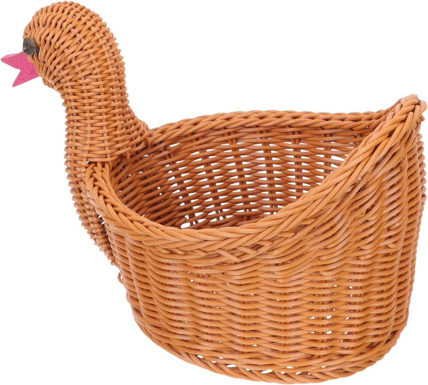 Duck Shaped Woven Fruit Basket Small Imitation Rattan Storage Basket for Tabletop Home Decor Multi-Function Bread and Snack Organizer