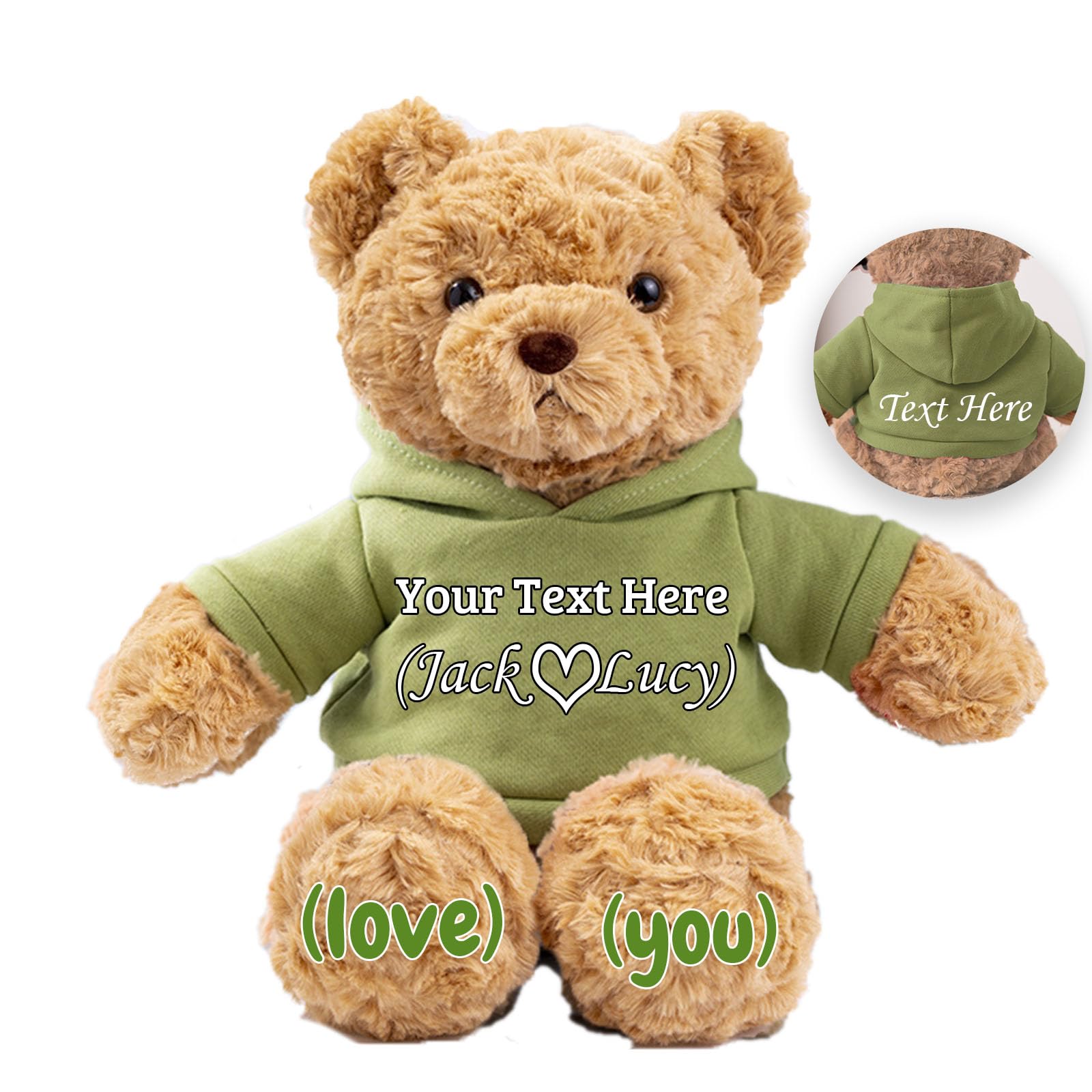 JABECODIFA Personalised Teddy Bear for Her Him Bear Plush with Custom Text+Photo, Personalised Gifts Teddy Bear Stuffed as for Valentines Day Christmas Day Birthday (11-IN-Text+Photo)