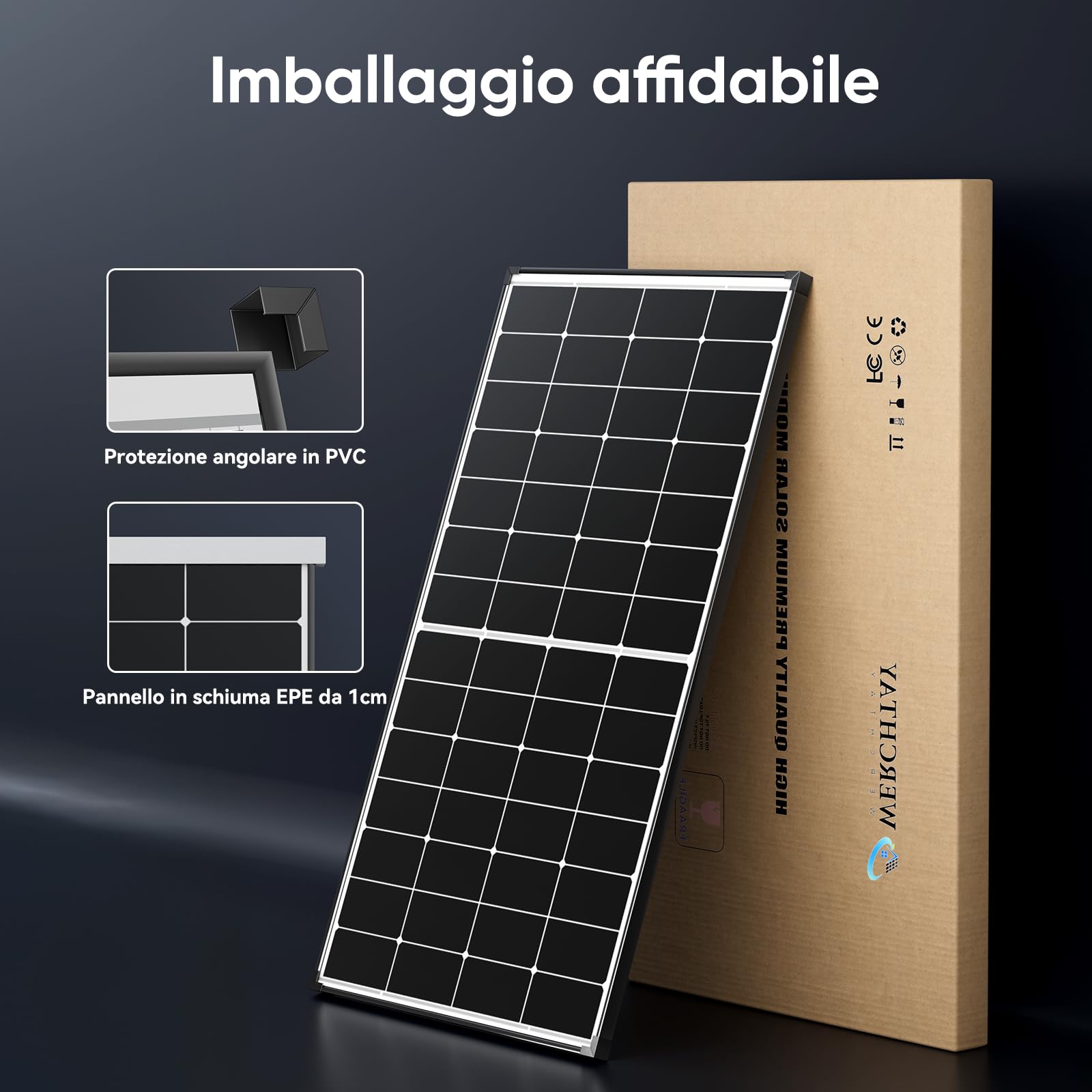 Pannello solare da 300 W, 12 V, pannello solare monocristallino, modulo PV 25,4%, ad alta efficienza per roulotte, camper, case, balconi, barche, tetto, batterie e fuoristrada (300 W)