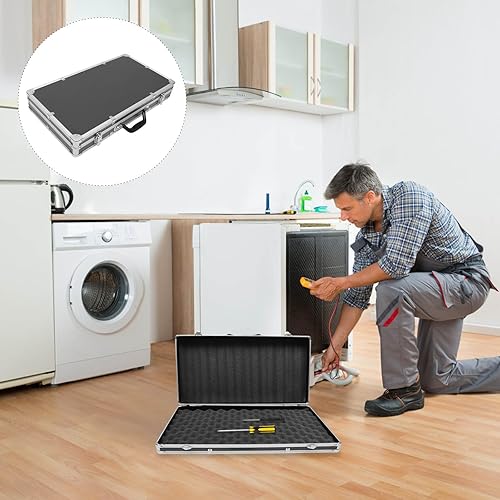 Miniatura 5 de Yardwe Caja de aluminio Caja de herramientas portátil Estuche rígido con espuma protege herramientas electrónicas Instrumentos de prueba Cámaras