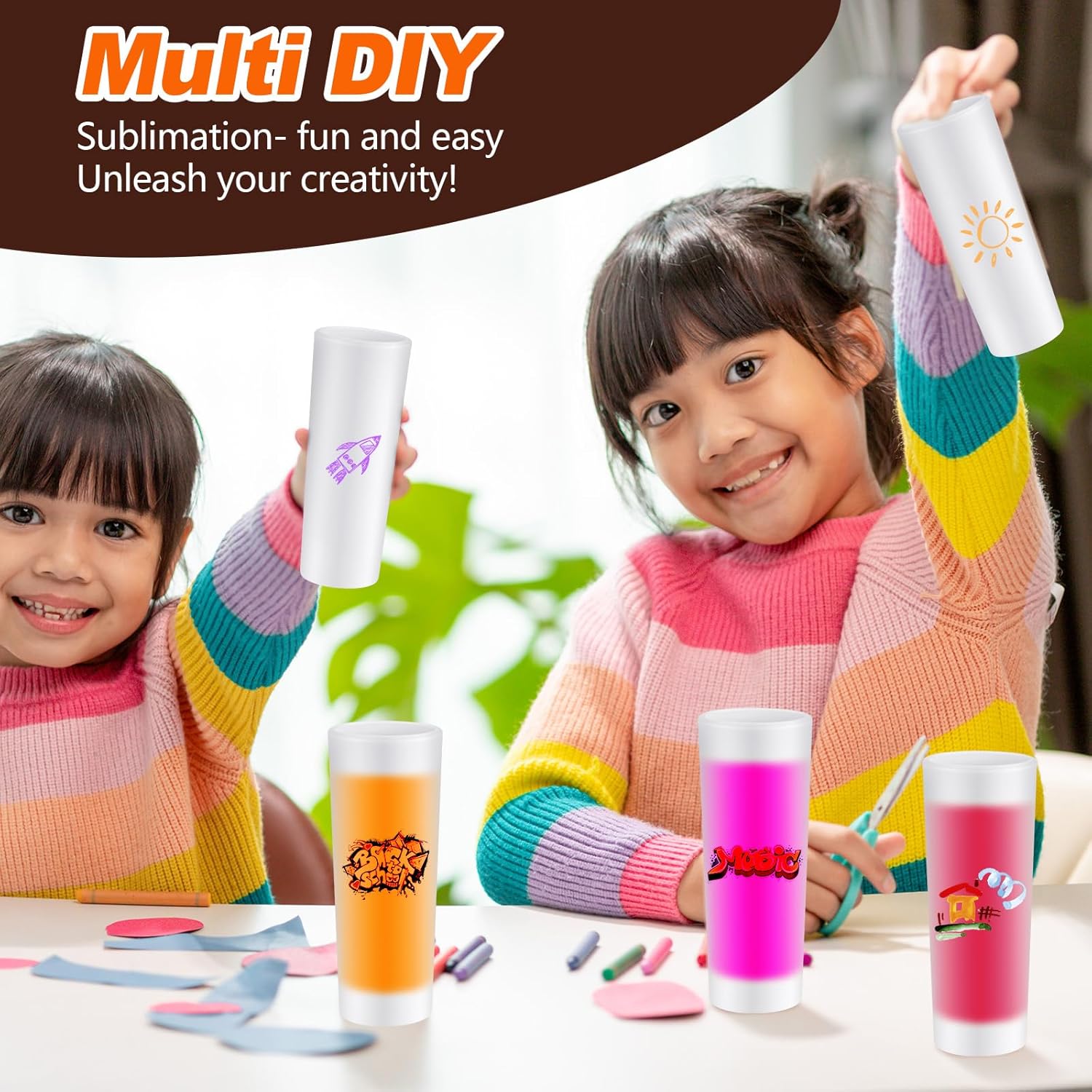 Hsei 12 Pcs Sublimation Frosted Shot Glasses 3 oz Shot Glasses Sublimation Blanks Personalized Glass Cups with Heavy Base for Wine Beer Vodka Whiskey Espresso - Image 4