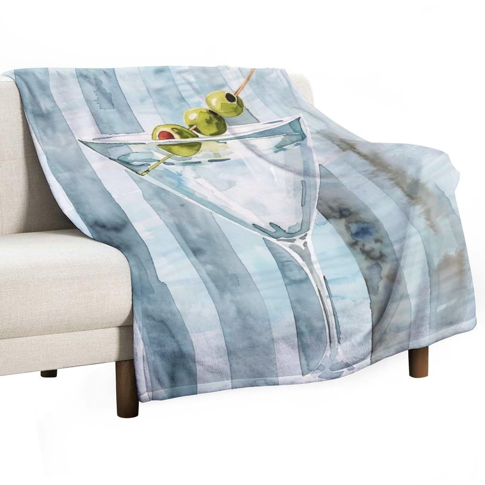 YHGSREUOH Martini-Cocktail-Watercolor_01 Flannel Blankets Fleece Soft Throw Lightweight Plush Gifts for Couch, Bed, Cozy Sofa Plush, Chair, Lovers 80x100cm(30x40in)