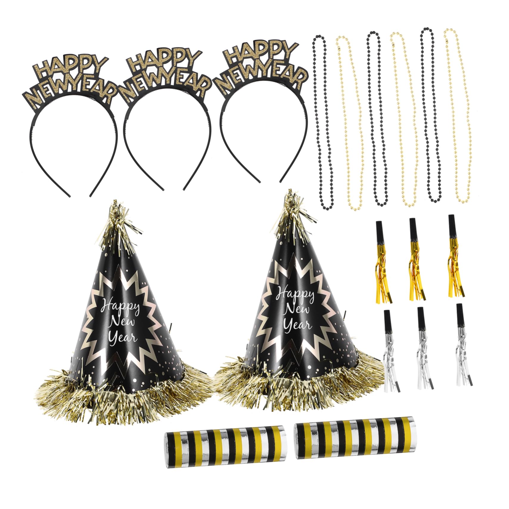 VICASKY 1tasche Silvester-partyhüte mit Perlenkette Hut Stirnband Tröten und Partydekoration für Neujahrfeiern Geeignet für Drinnen und Draußen