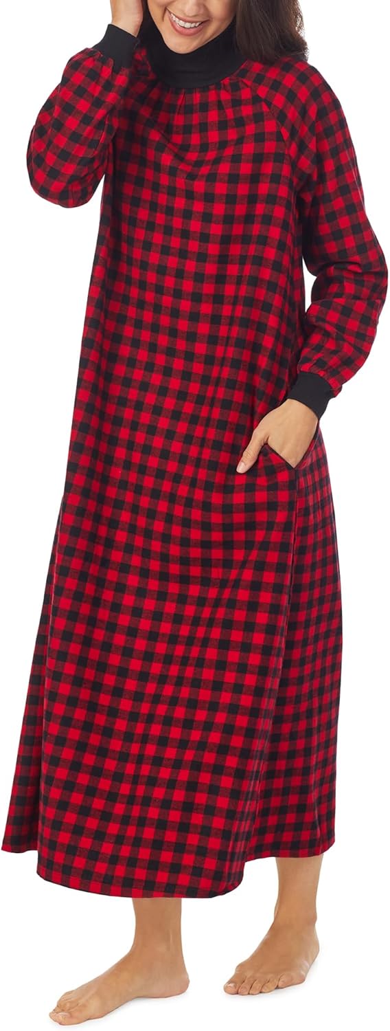 Lanz of Salzburg Sleepwear for Women Classic Long Sleeve Pop Over Neck Soft Flannel Pajama Nightgown - Image 2