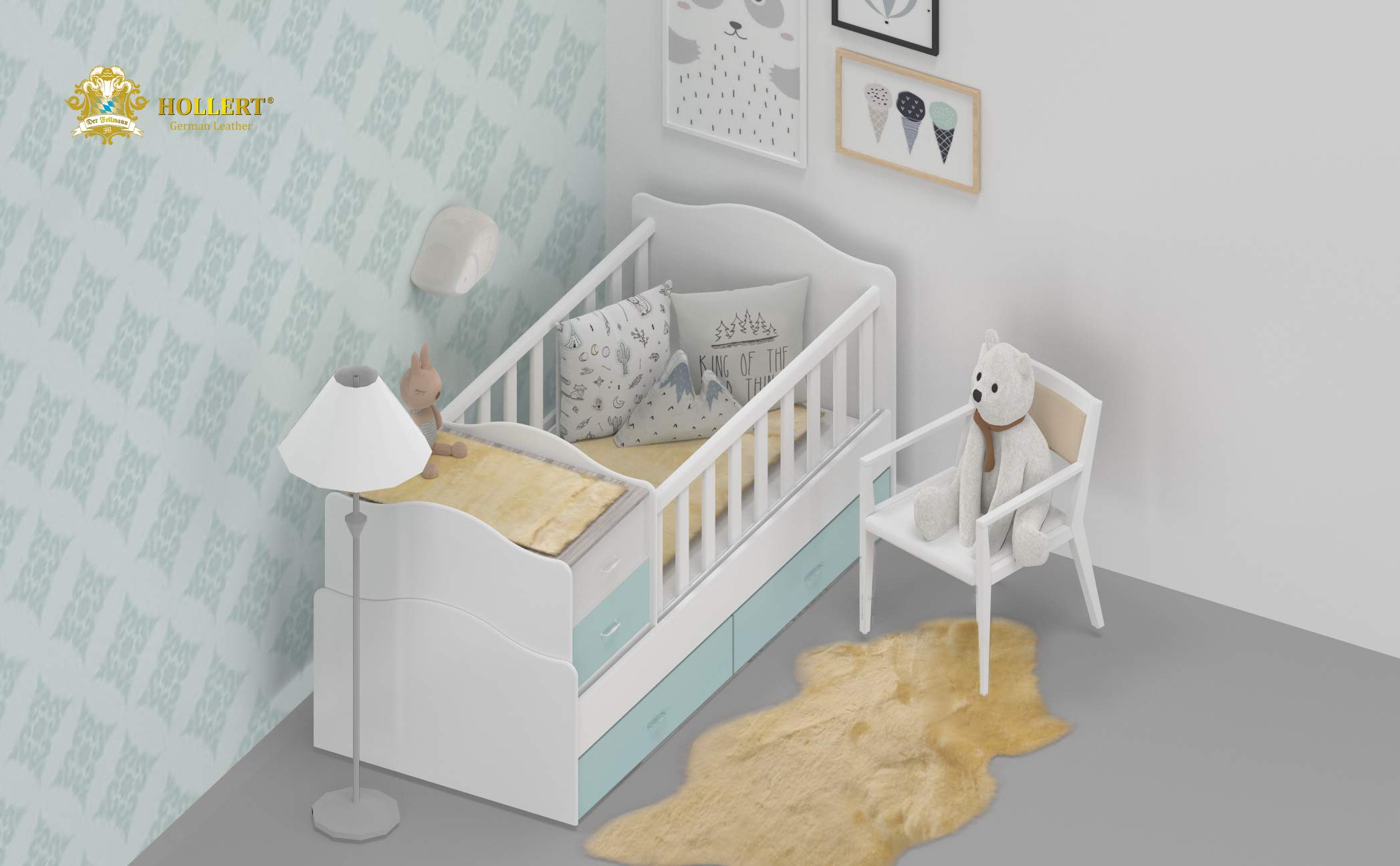 Baby Lammfell Schaffell Premium Qualität ökologisch gegerbt waschbar echtes Merino für Kinderwagen Buggy Kinderbett Größe 120-130
