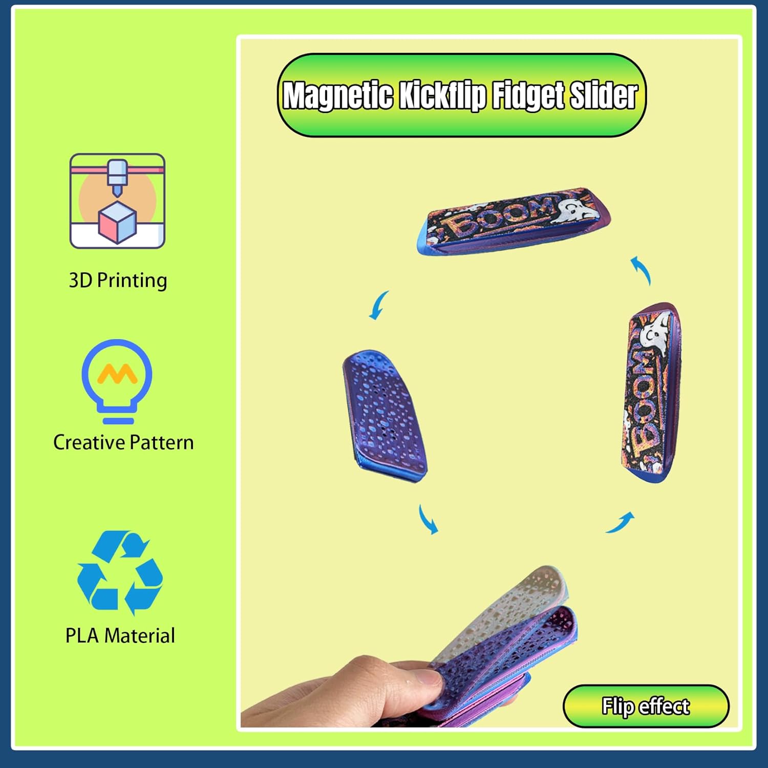 Fidget Slider Toy for Adults - Mini Fingerboard Skateboard with Storage Case - Portable Office Desk Stress Relief Toy