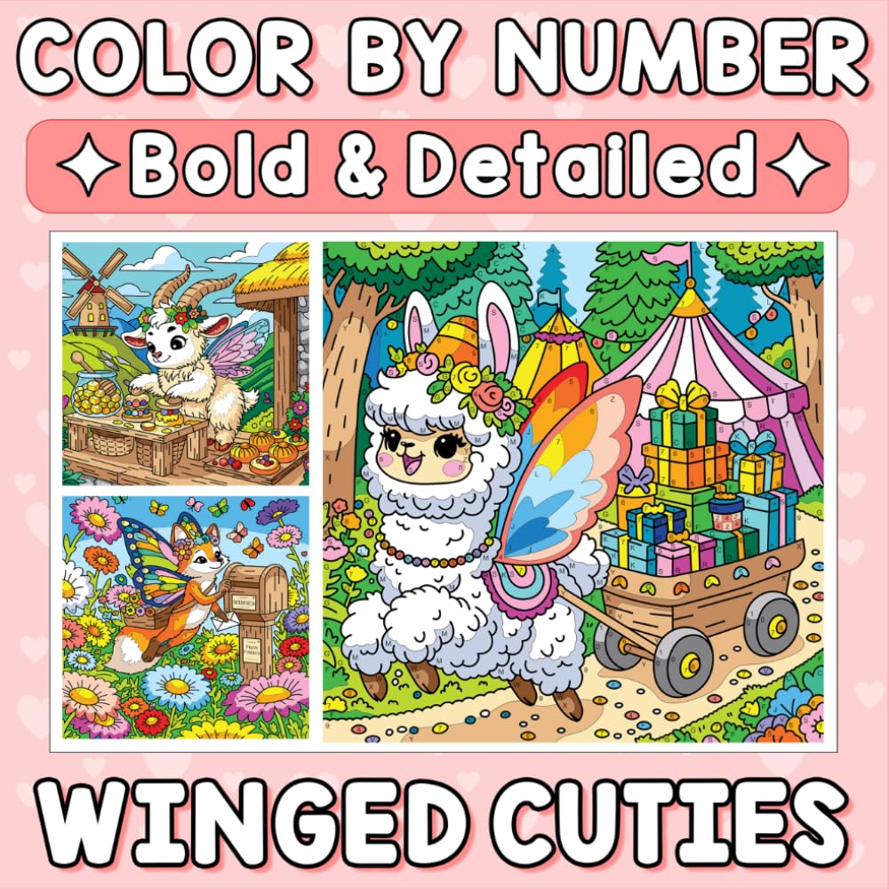 Color By Number Bold & Detailed Winged Cuties: A Relaxing Escape into Dreamy Fairy Animals and Enchanted Moments