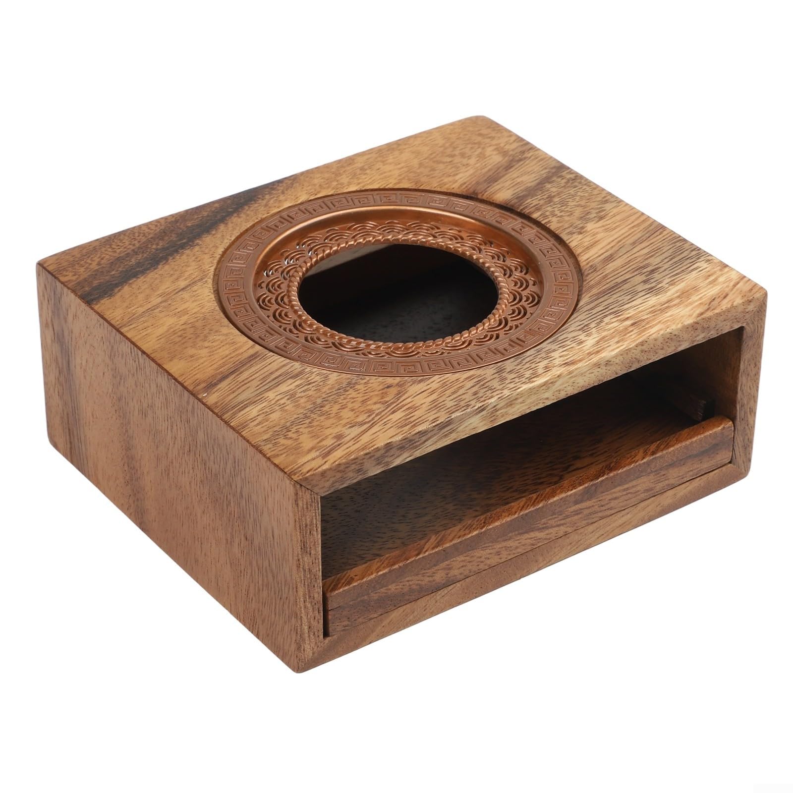 Hornillo de madera maciza de nogal de alta calidad, calentador elegante de 15 x 13 cm