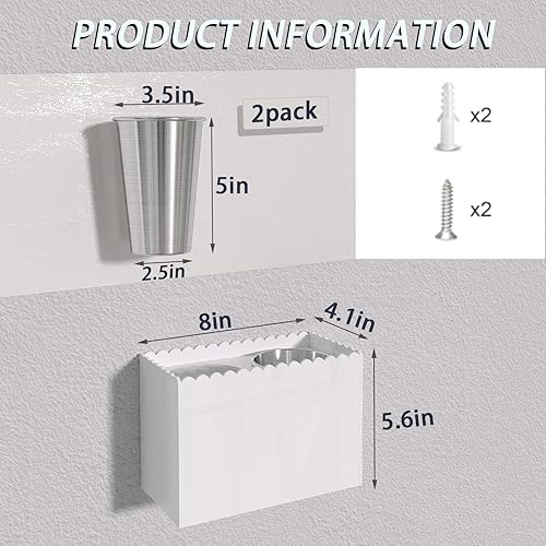 Miniatura 4 de Organizador de herramientas para el cabello, soporte para secadora de pelo de montaje en pared con tazas de acero inoxidable, organizador de