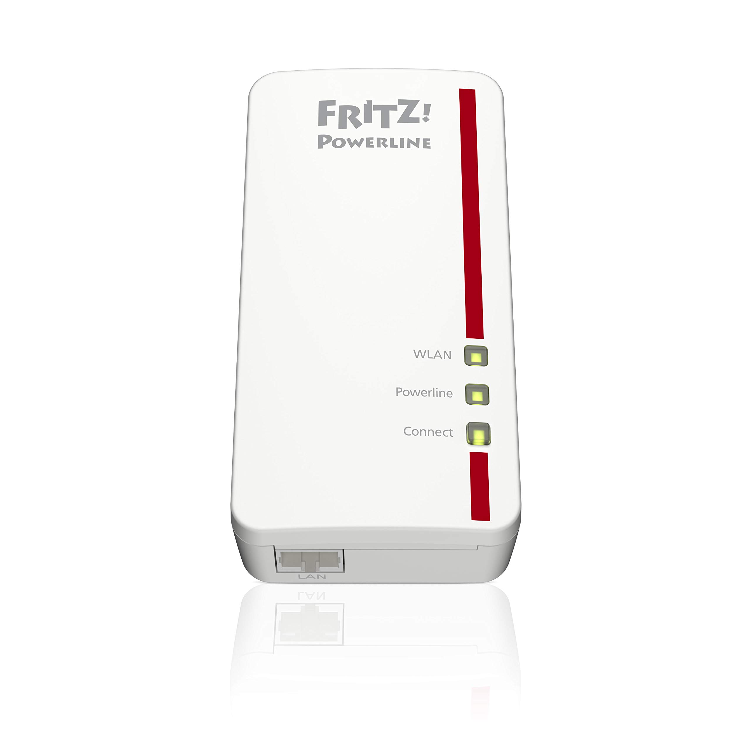 FRITZ!Powerline 1260 Single-Adapter – WLAN-Access-Point (bis 866 MBit/s AC + 400 MBit/s N), Powerline-Upgrade bis 1.200 MBit/s