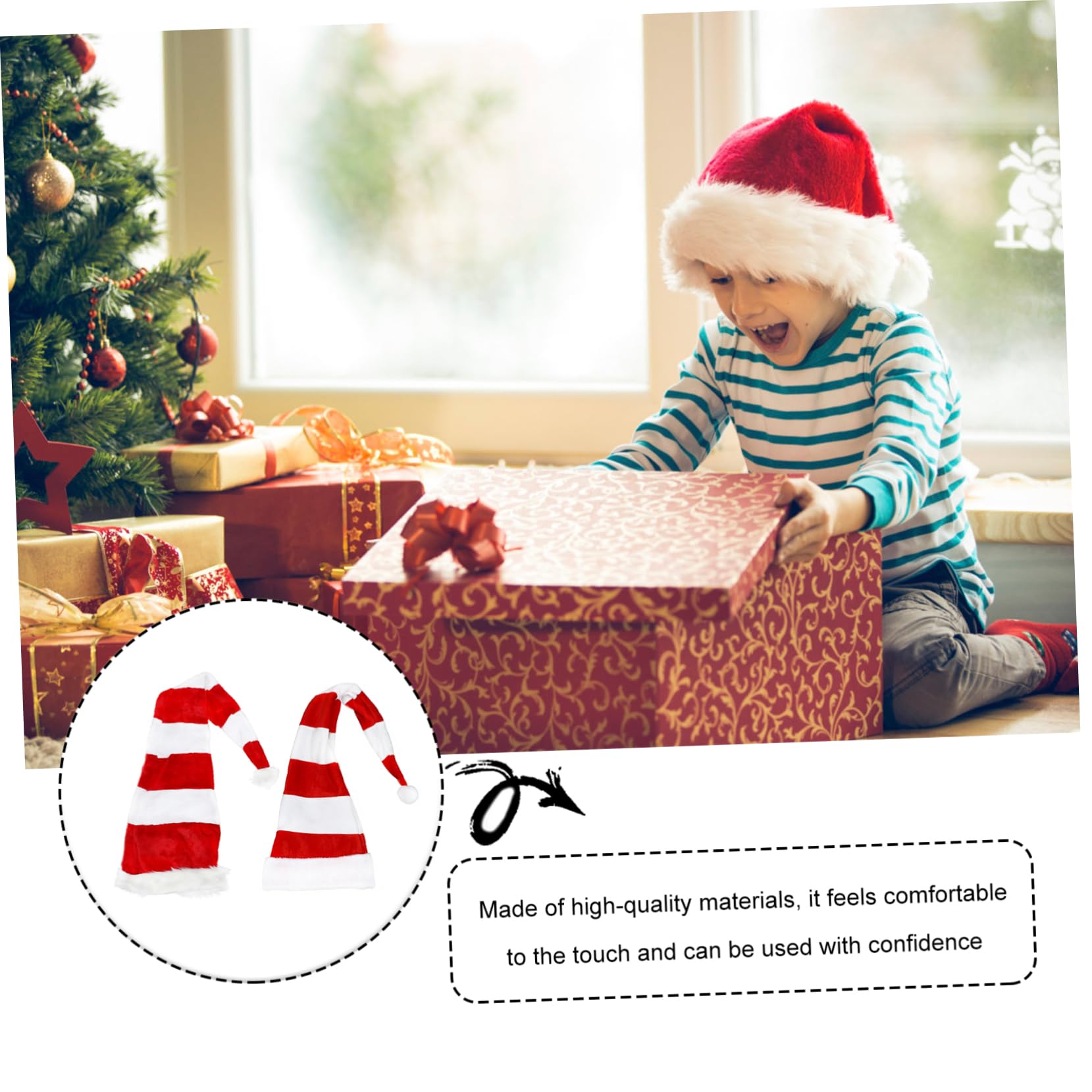 4piezas Sombreros Navideños De Fiesta Gorro De Papá Noel y Accesorios Para Disfraces y Celebraciones De Navidad