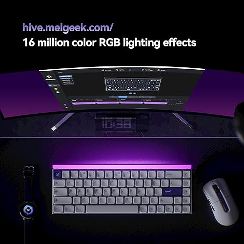 Miniatura 3 de MelGeek MADE68 - Teclado con cable de aire, interruptor magnético de efecto Hall, teclado para juegos de perfil bajo, disparador rápido compacto del