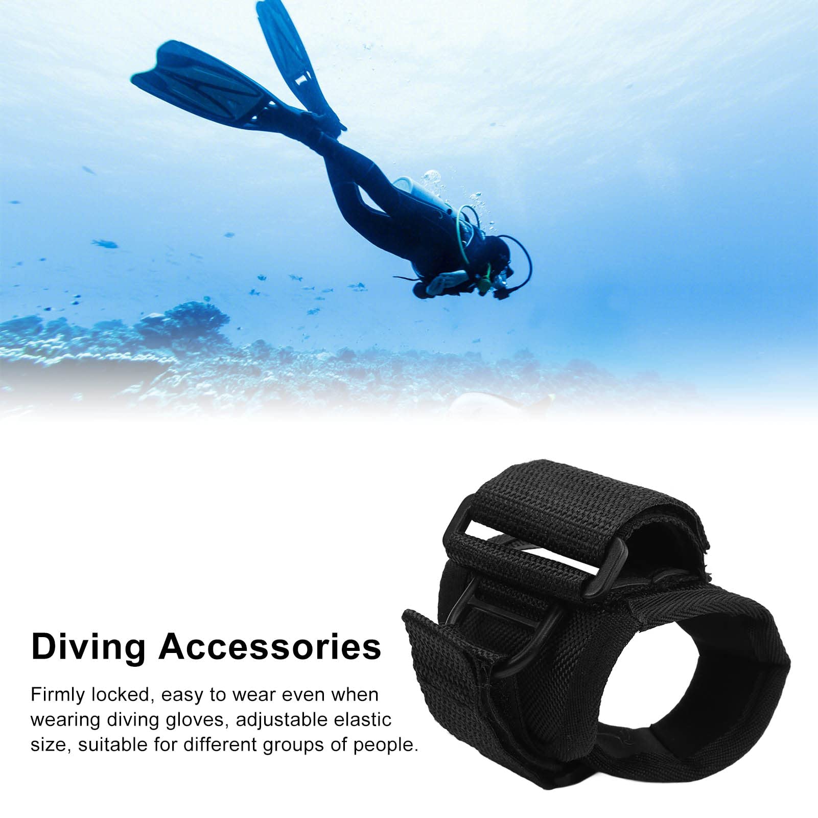 Diving Flashlight Glove Hands Freed, Universal Wrist Strap Torch Holder for 2.5-4CM Underwater Flashlight