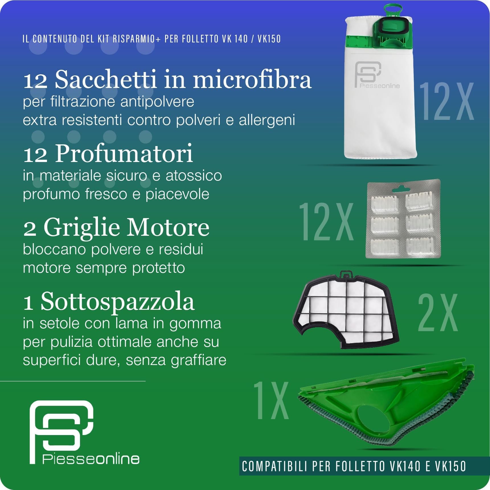 Sacchetti Folletto Vk150 12 SACCHETTI SACCHI 12 PROFUMI PER FOLLETTO VK140 VK150 MOD. FP 140 / 150 Sacchetti Aspirapolvere Folletto