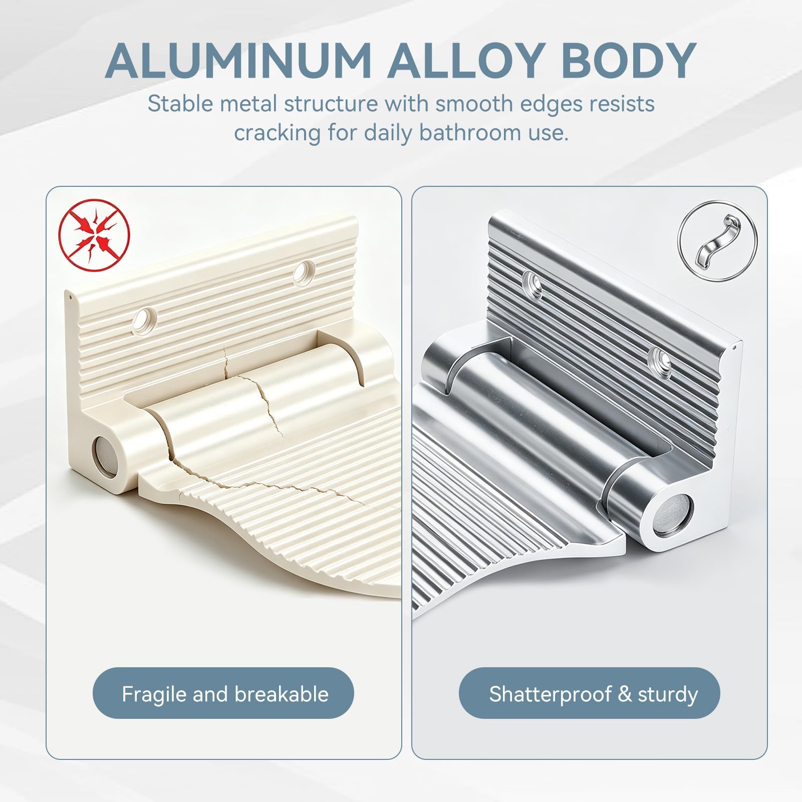 Reposapiés de Ducha, Pedal Plegable Antideslizante con fijación a la Pared, reposapiés portátil de Aluminio Espacial para afeitarse y lustrar Zapatos en el baño y el Pasillo, Color Plateado