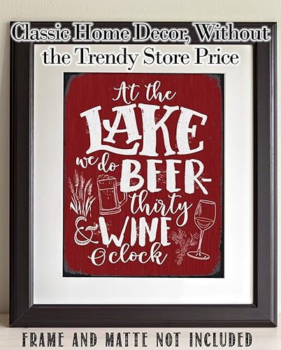 Miniatura 6 de At The Lake We Do Beer Thirty And Wine O'clock - Great Lake House Decor, Cabin and Lake Home Bar Decoration, Beer Wine Lovers Housewarming Gift,