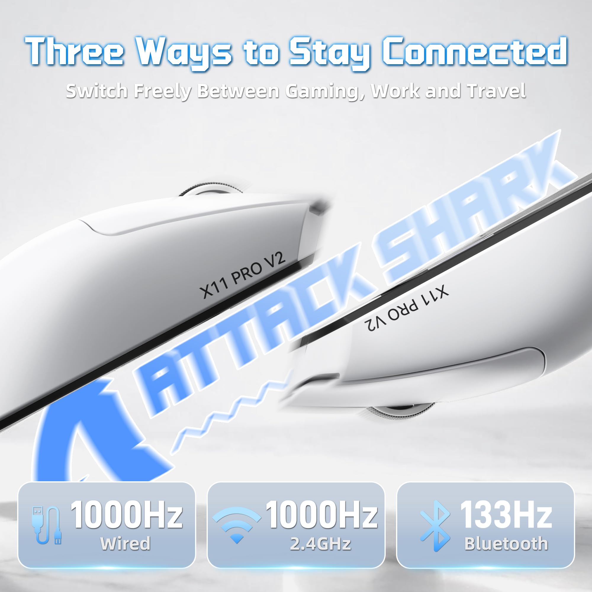 ATTACK SHARK X11 Pro V2 Souris Gaming sans Fil avec Dock TFT, Blanc A