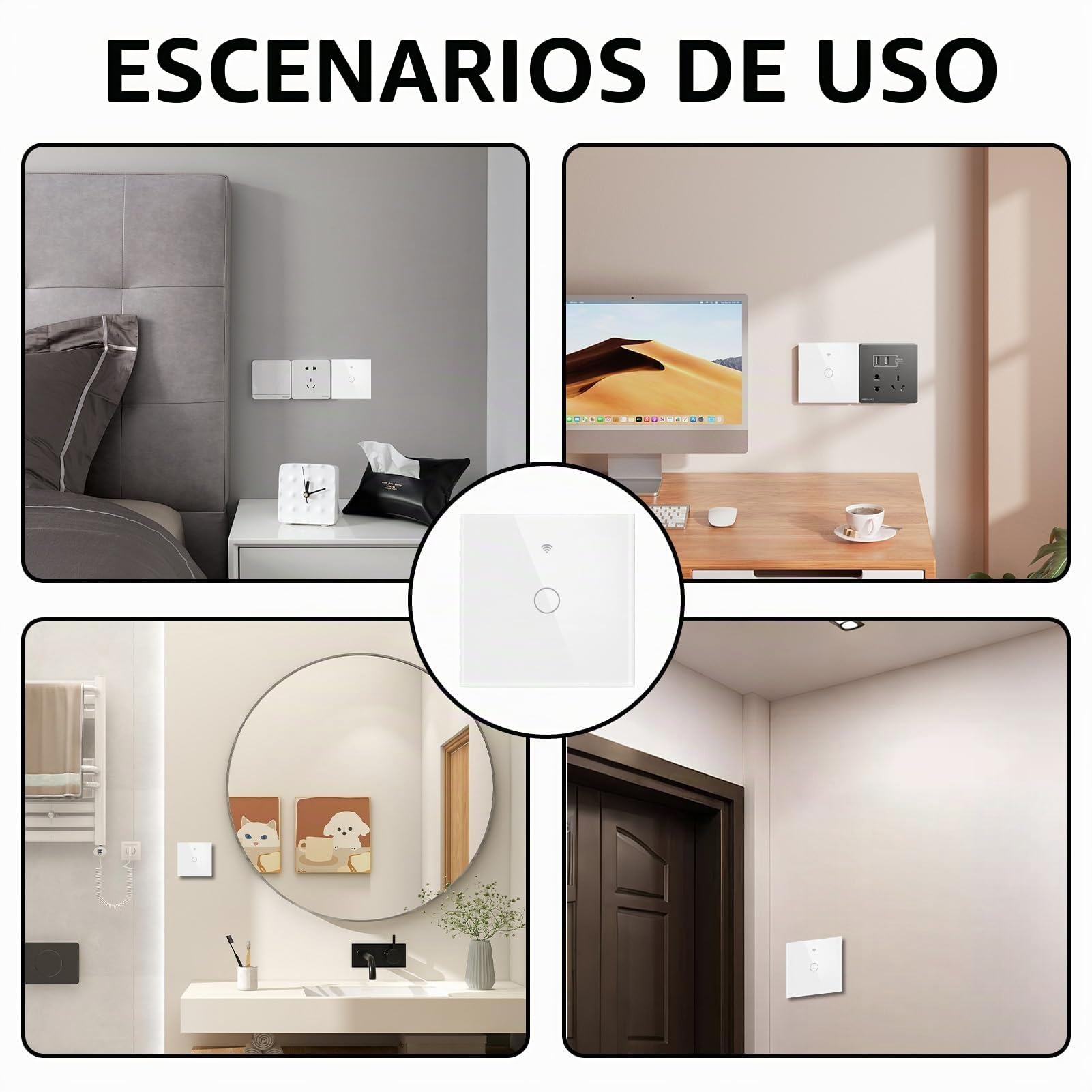 Interruptor Inteligente WIFI Interruptor Tactil luz pared 1 Gang Interruptor Pared WIFI Compatible con Alexa,Tuya y Smart Life Smart, Interruptor Lampara Smart Interruptor Lampara Pared Tactil Vidrio