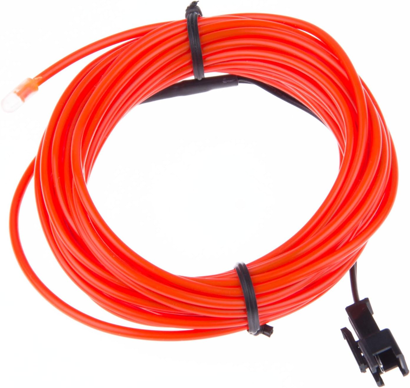 SunsbellLED Neon Light Glowing EL Wire 16.4 ft 5m Waterproof Electroluminescent Wire Kit Red with Battery Box