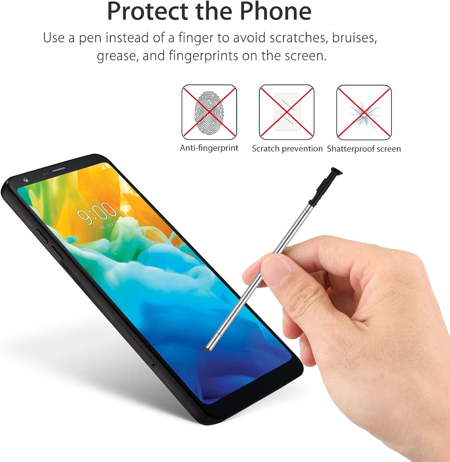 Touch Screen Stylus Pen, High Sensitivity and Precision Stylus Pen Replacement for LG Stylo 4/Q Stylus Q710/Q710MS/Q710CS/Q710AL/Q710TS /Q710US, Avoid Contact to Elevator and Other Public Place Area