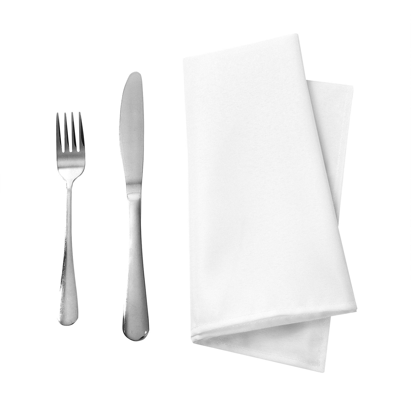 Ascoza 50 servilletas de tela de poliéster de 50,8 x 50,8 cm, lavables, con bordes con dobladillo, para restaurante, boda, hotel (50, blanco)