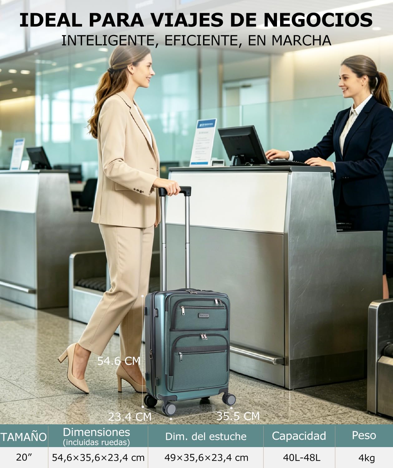 EMPSIGN Maleta de Cabina 20 Pulgadas, aprobada por aerolíneas | Maleta rígida expandible con cerradura TSA integrada, maleta de viaje con ruedas, 20 pulgadas, negra.