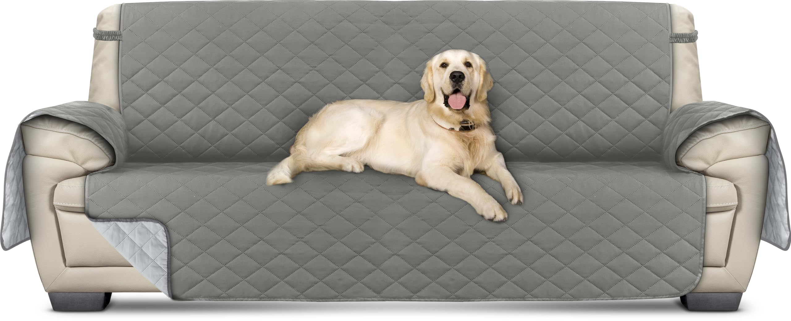 Utopia Bedding Resistente al Agua Funda de Sofa 3 Plazas, Reversible Protector para Sofás con Correas elásticas para Mascotas Cubre Sofa (Gris)