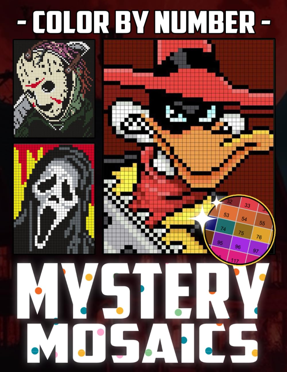 Mystery Mosaics Color By Number: Pixel Art Coloring Book with Cute Cartoon Characters for Adults and Kids | Color Quest for Stress Relief and Relaxation