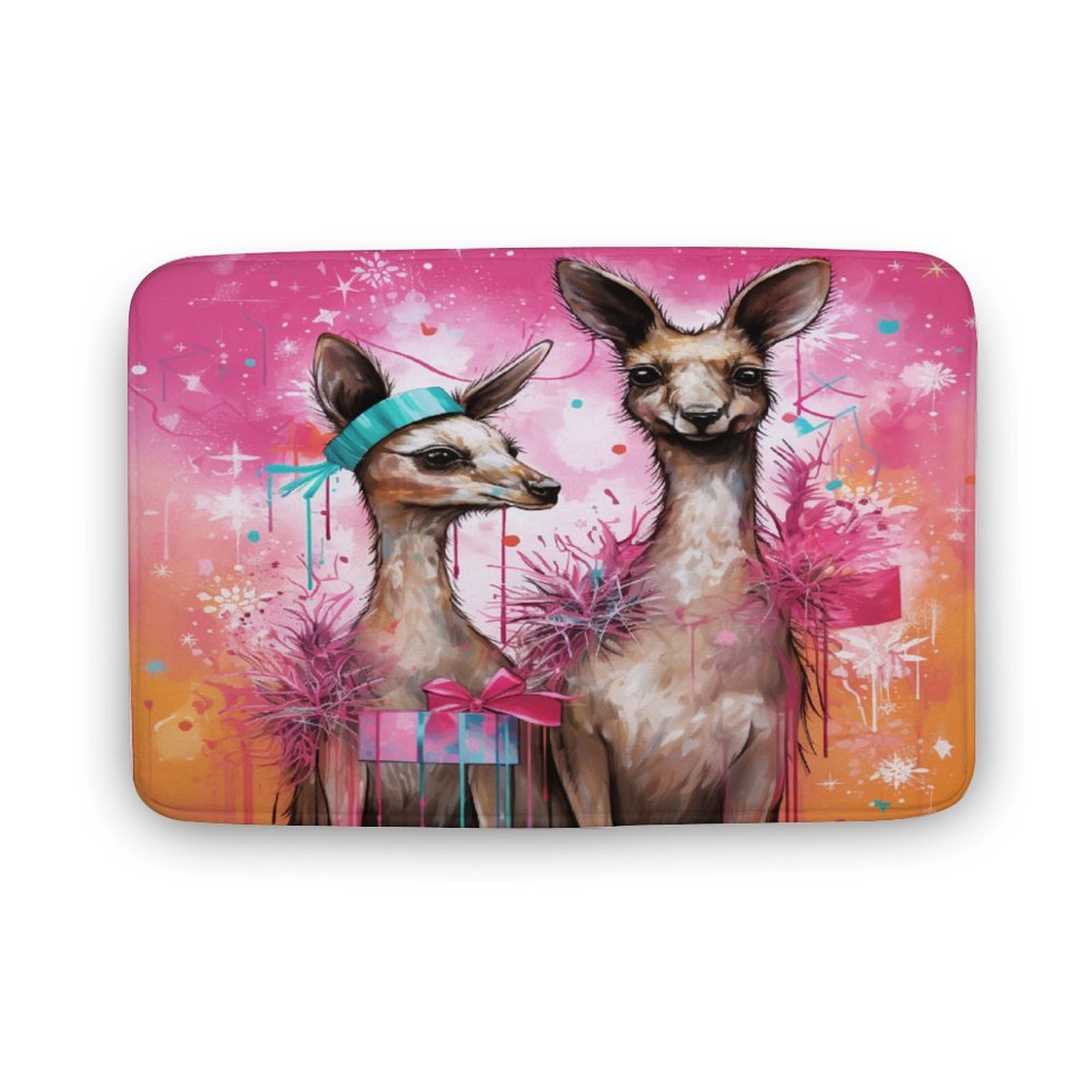 Kangaroos Xmas Bathroom Mats Rugs Christmas Wagtails Kangaroo Machine-Washable Indoor Doormat Front Door Welcome Mat No Silp Washable Cover Bathroom Decorations Carpets 20x32 Inch