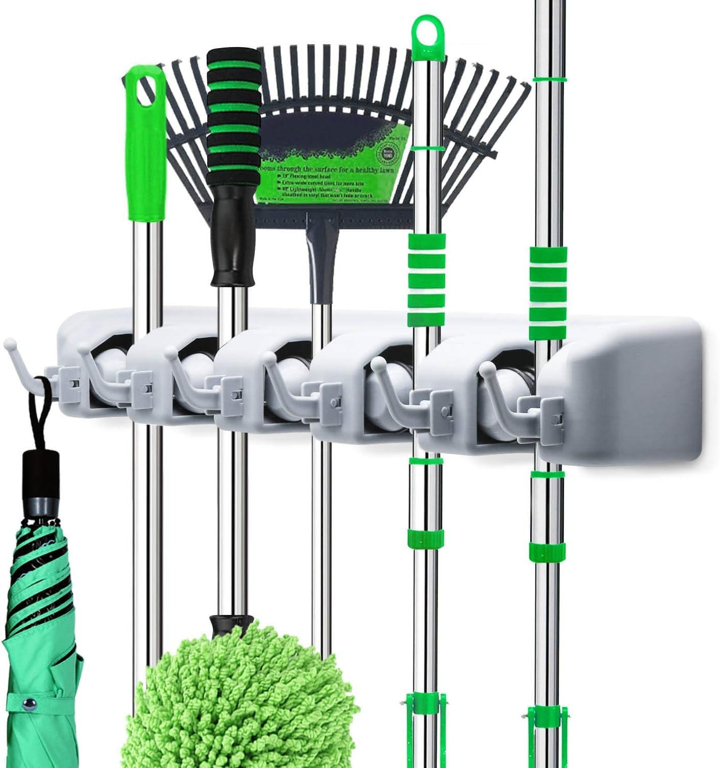 GLUN® Mop, Broom Holder Self Adhesive Hooks, Broom Holder for Home, Bathroom & Kitchen, Multipurpose, 6 Hooks and 5 Holders Pack of 1 (Normal)-image-46
