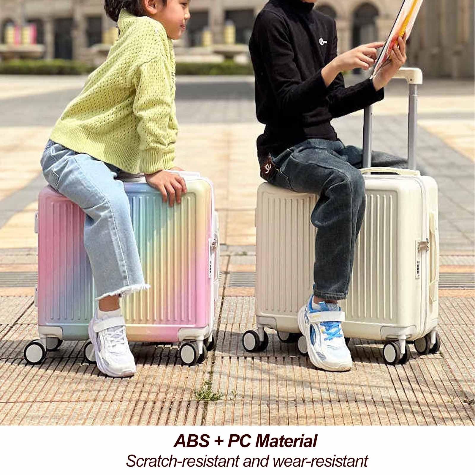 Leichter Hartschalen-Rollkoffer, leichtes Reisegepäck aus PC+ABS, Aufsitzkoffer mit klappbarem Pedal, 360°-Silent-Spinner-Koffer (zum Schieben)