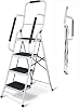 Aidapt 4 Stepladder with Dual Handrails, Folding, Space Saver, Extra Wide Rubber Treads, Non-Slip Rubber Feet, Durable Steel, for Home DIY, Gardening, Workplace, Kitchen Step Stool