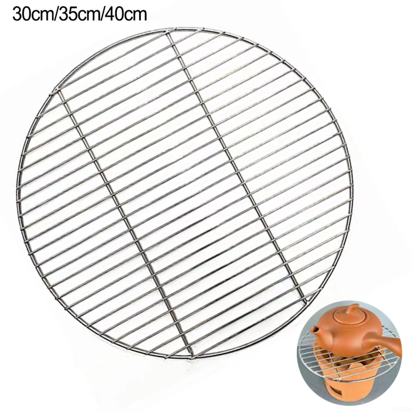Okrągły ruszt do grillowania ze stali nierdzewnej | Siatka ze stali nierdzewnej 35/40 cm: grill, piknik, piknik, przyjęcie w ogrodzie, gotowanie na świeżym powietrzu(35 cm)