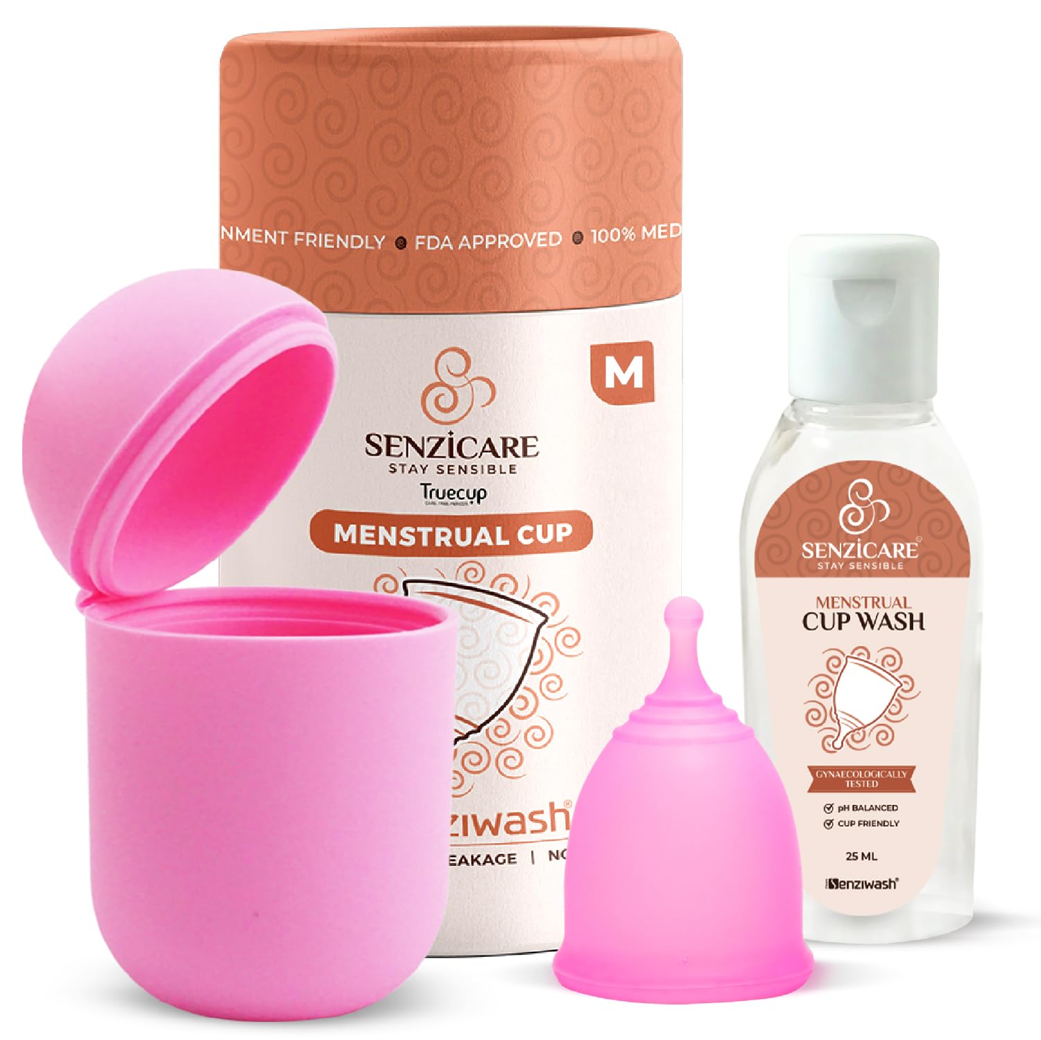 Senziwash Sterilizer Case & Truecup Reusable Menstrual Cup With Cupwash For Women | Portable Cleaning Container & Microwave Steamer (Medium combo(Pink)) 1 count (Pack of 3) (B0C4617KGW) Amazon Price History, Amazon Price Tracker