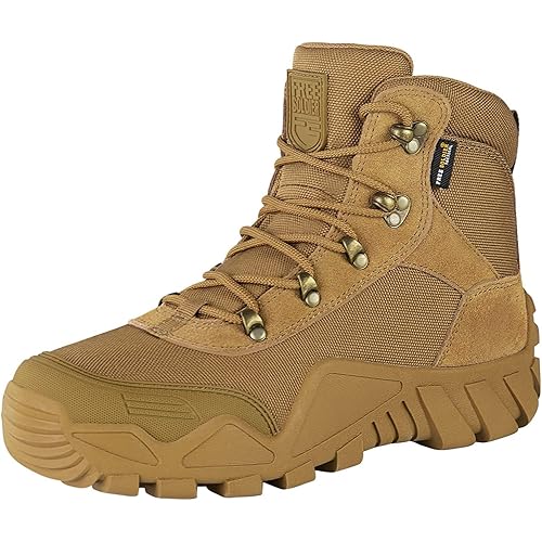 FREE SOLDIER Men's Waterproof Hiking Boots Tactical Work Boots Outdoor Lightweight Military Boots