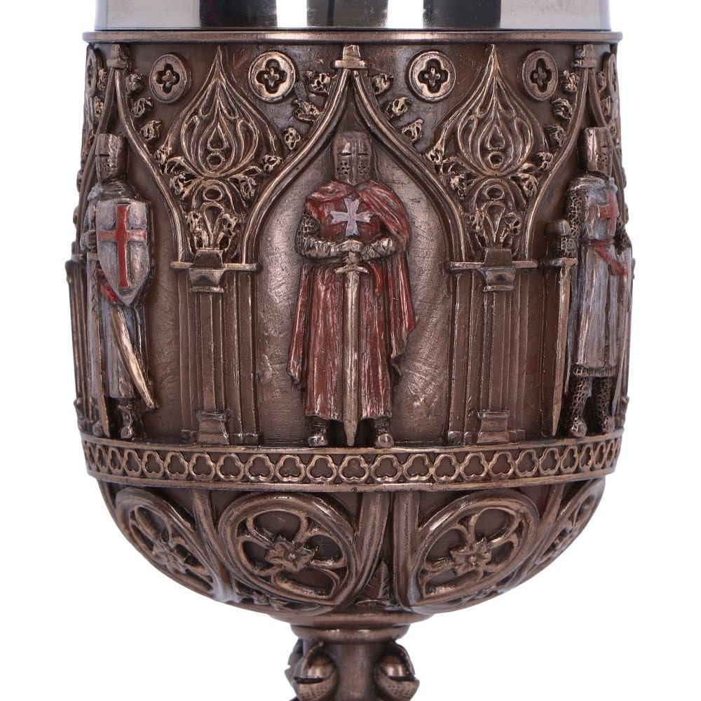 Nemesis Now Verre de chevalier, calice médiéval orné, tasse amovible en acier inoxydable pour boire – Verre des Templiers