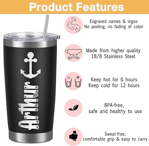 Miniatura 4 de Vaso personalizado personalizado grabado con nombre de flor de nacimiento personalizado de 20 onzas, vaso de café de viaje aislado de acero