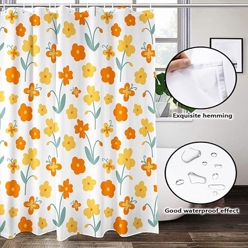 Miniatura 4 de Lovetar Juego de cortinas de baño de tela impermeable y lavable con diseño floral elegante y elegante, para baño, con ganchos, decoración artística,