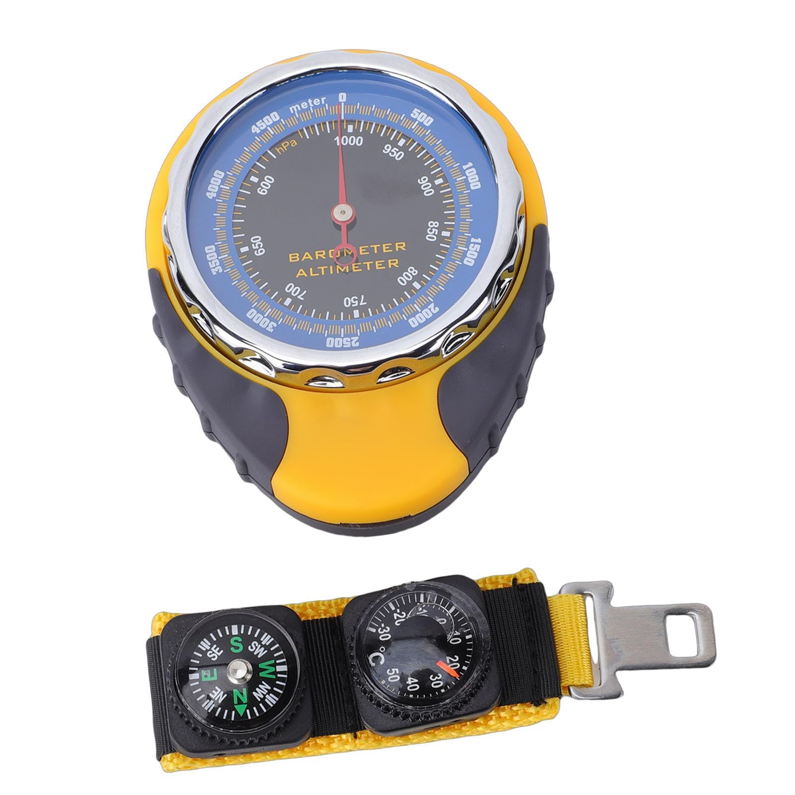 Ejoyous Altimètre à Pointeur, Matériau ABS, Instrument Extérieur 4 en 1 avec Compteur de Température d'altitude et Baromètre pour la Randonnée et l'aviation